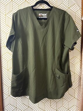 Grey's Anatomy Olive Green V-Neck Medical Scrub Top 3XL